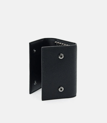 Embossed Leather Key Pouch - Black