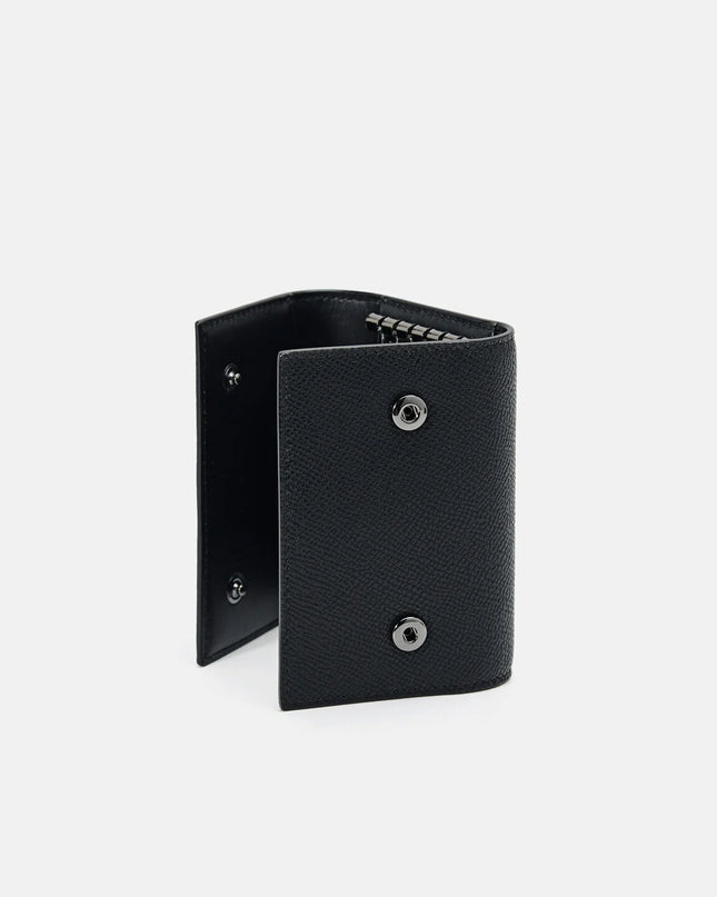 Embossed Leather Key Pouch - Black