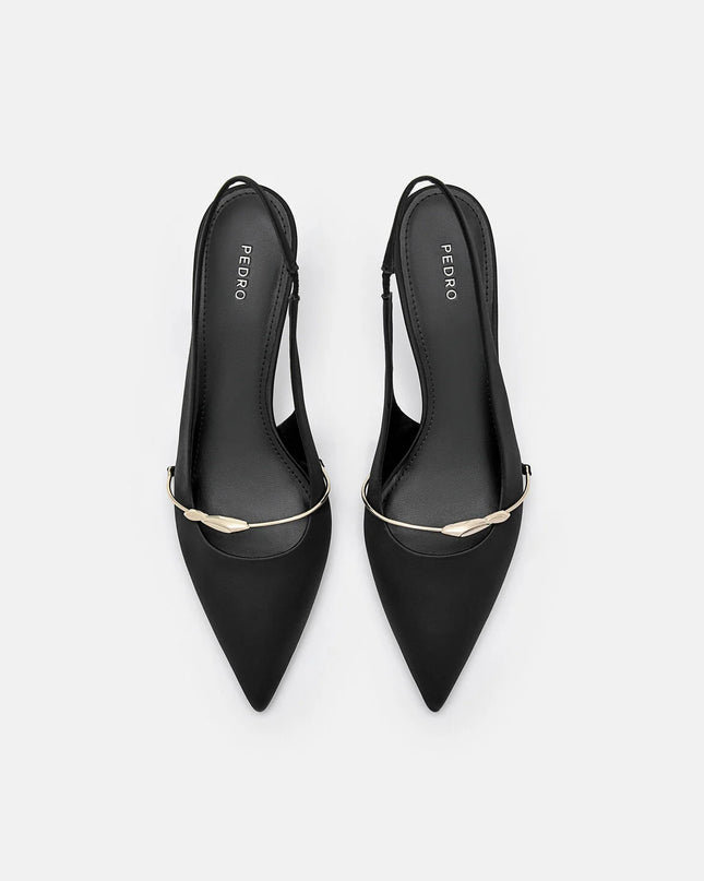 Mira Satin Slingback Pumps - Black