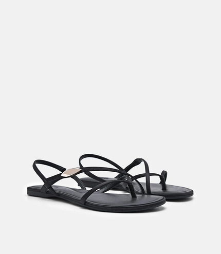 Strappy Slingback Sandals - Black
