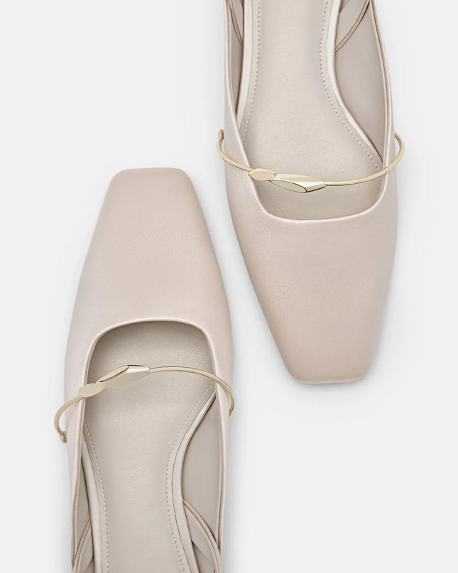 Mira Slingback Mules - Champagne