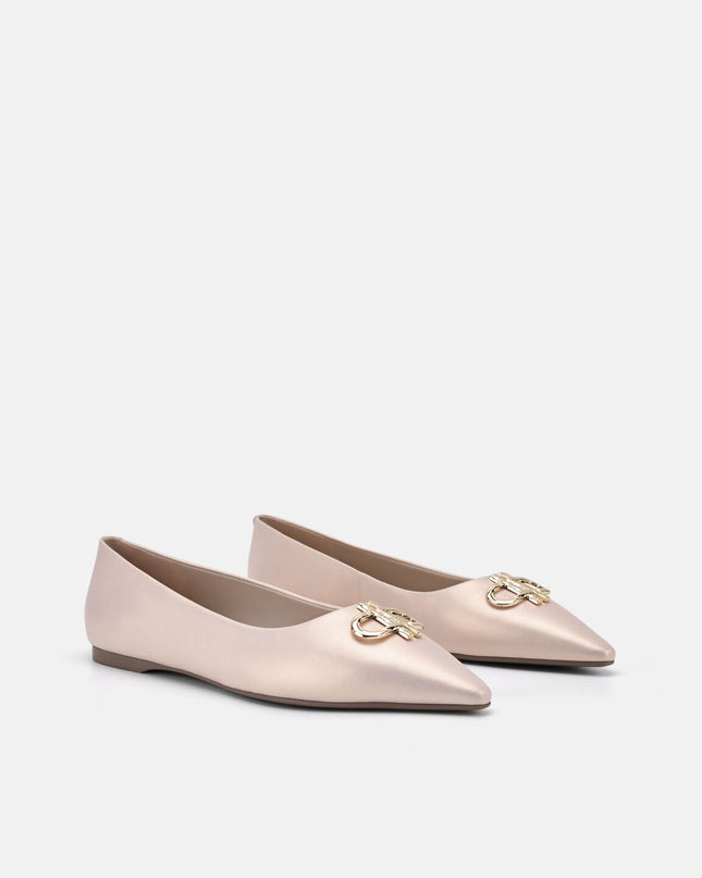 PEDRO Icon Leather Ballerina Pumps - Champagne
