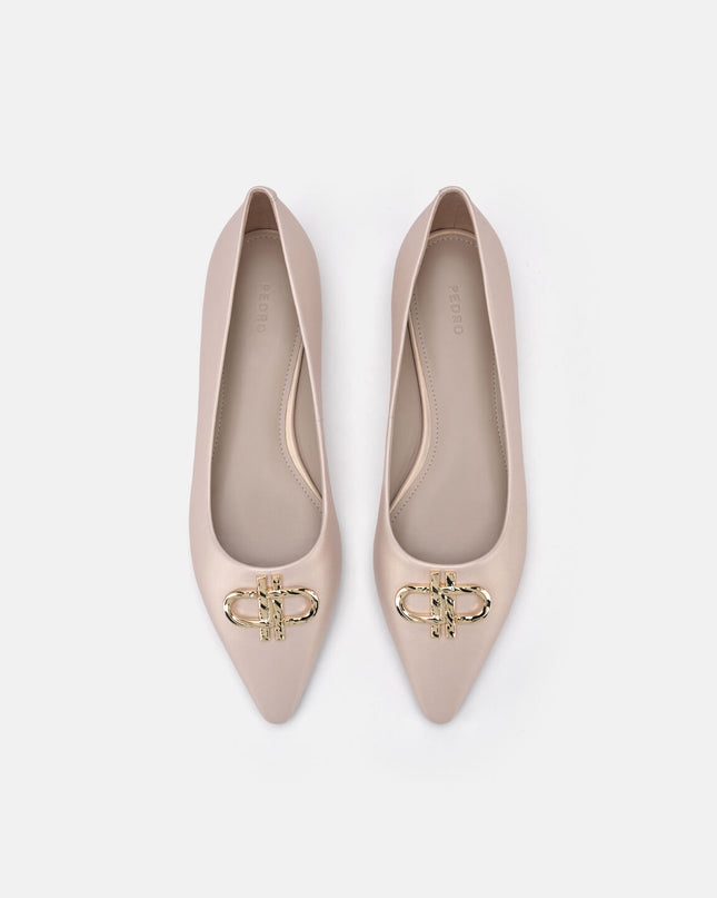 PEDRO Icon Leather Ballerina Pumps - Champagne