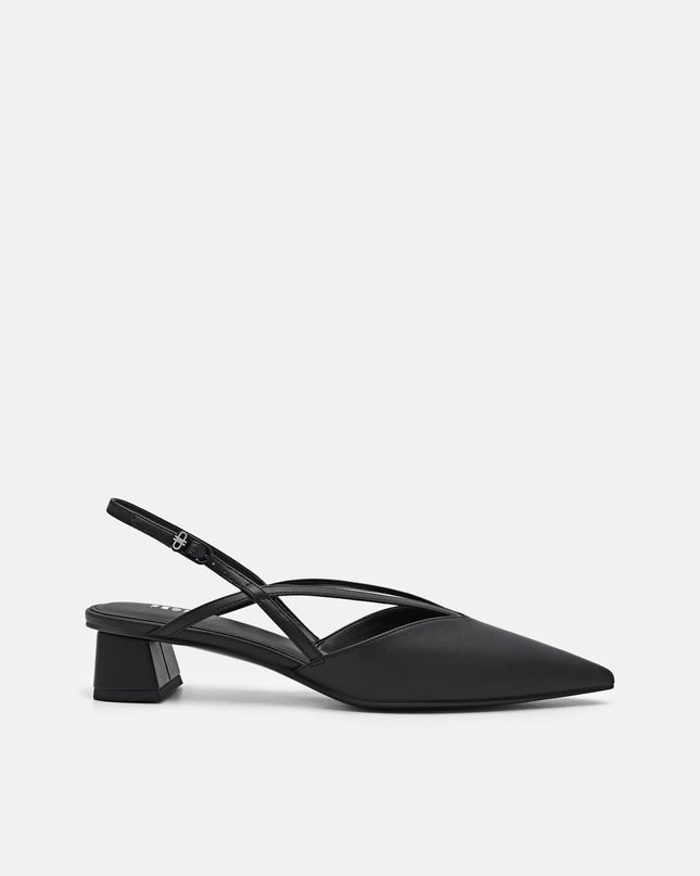 Strappy Slingback Pumps - Black