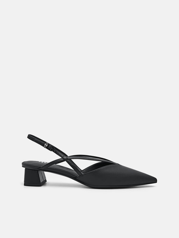 Strappy Slingback Pumps - Black