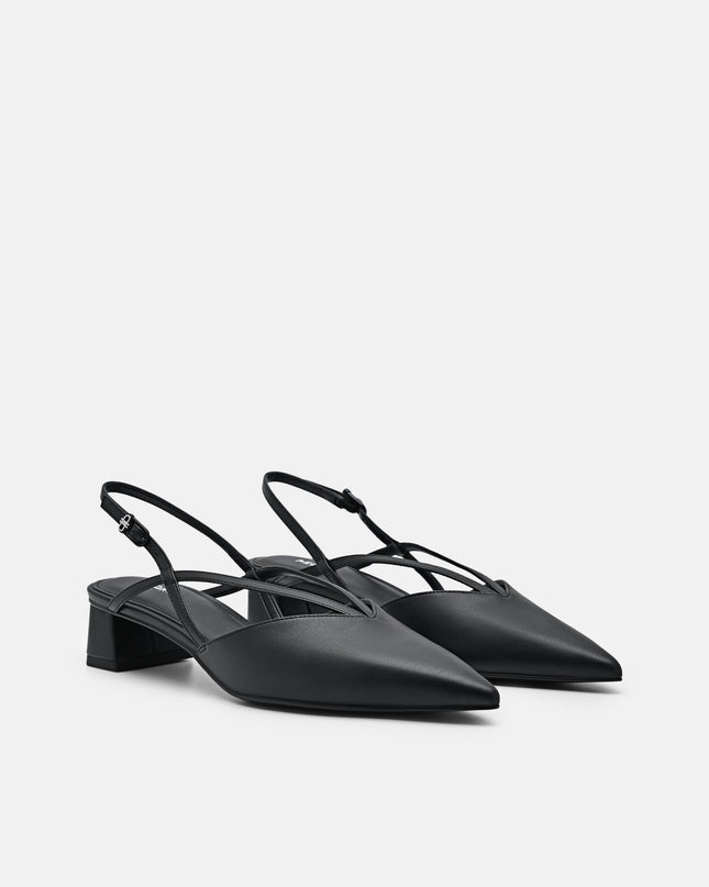 Strappy Slingback Pumps - Black