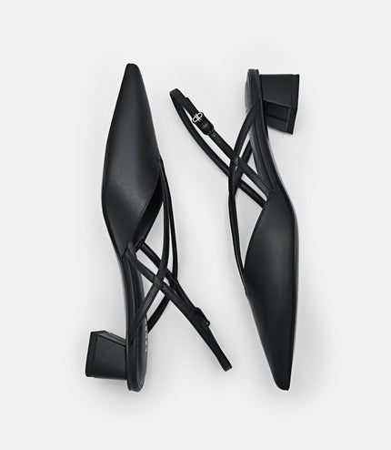 Strappy Slingback Pumps - Black