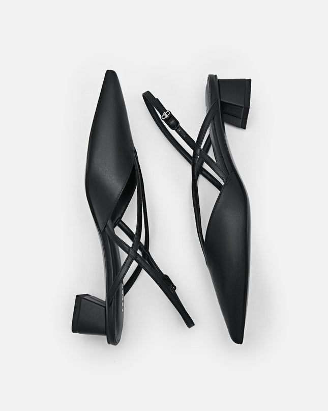 Strappy Slingback Pumps - Black
