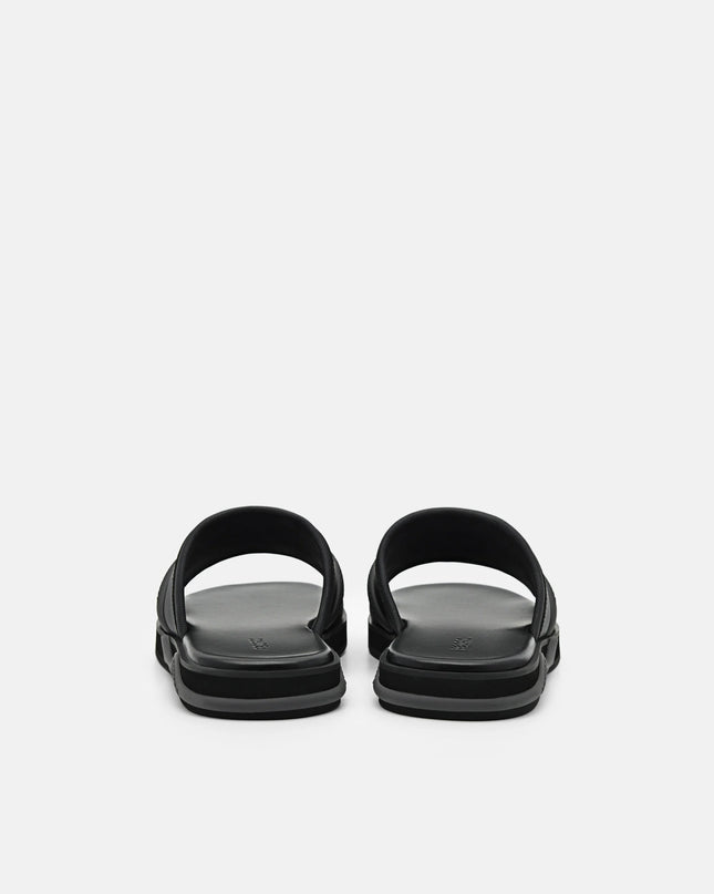 Embossed Slide Sandals - Black