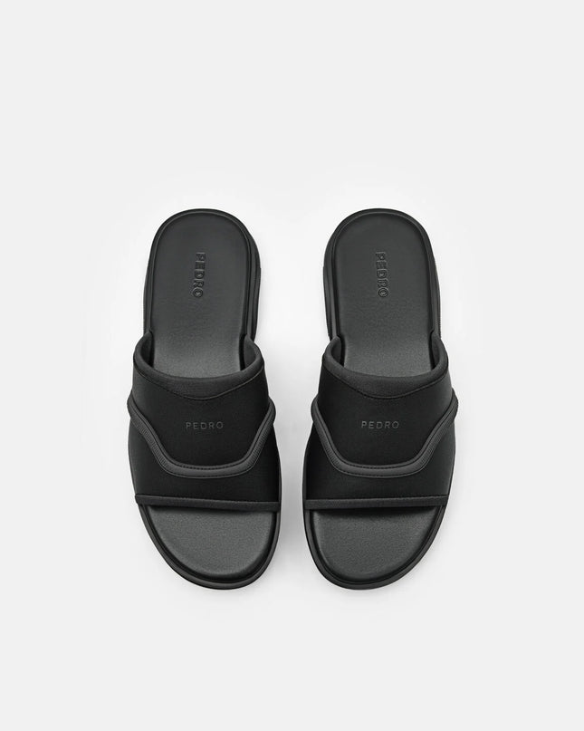 Embossed Slide Sandals - Black