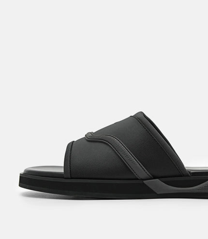 Embossed Slide Sandals - Black