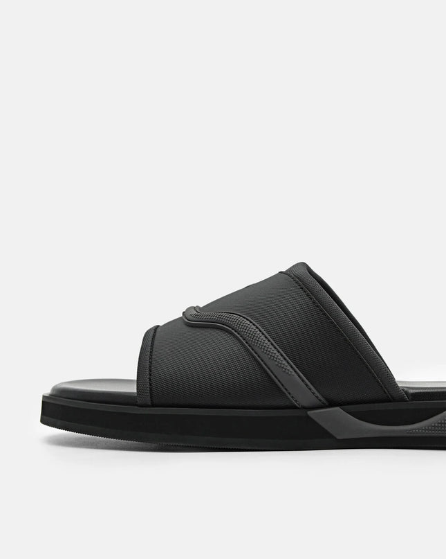 Embossed Slide Sandals - Black