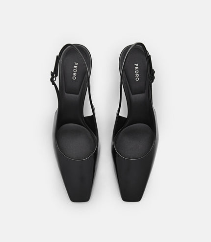 PEDRO Studio Leather Slingback Pumps - Black