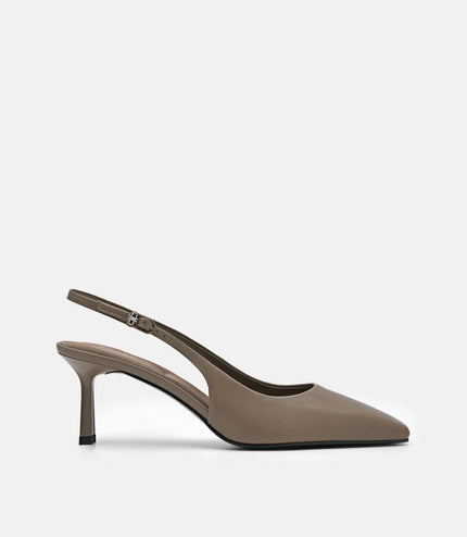 PEDRO Studio Leather Slingback Pumps - Taupe
