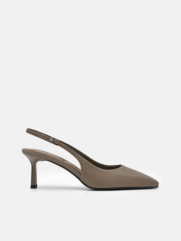 PEDRO Studio Leather Slingback Pumps - Taupe