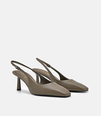 PEDRO Studio Leather Slingback Pumps - Taupe