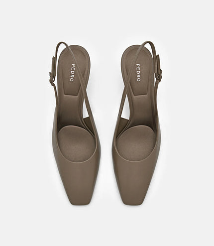 PEDRO Studio Leather Slingback Pumps - Taupe