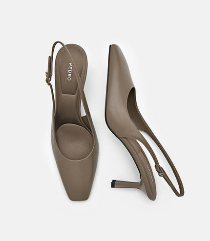 PEDRO Studio Leather Slingback Pumps - Taupe