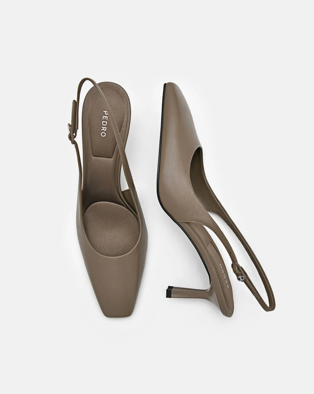 PEDRO Studio Leather Slingback Pumps - Taupe