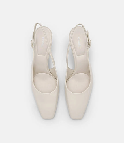PEDRO Studio Leather Slingback Pumps - Chalk