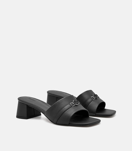 PEDRO Icon Leather Heel Sandals - Black