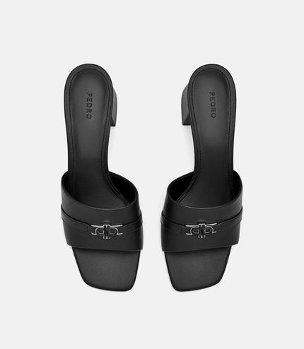 PEDRO Icon Leather Heel Sandals - Black