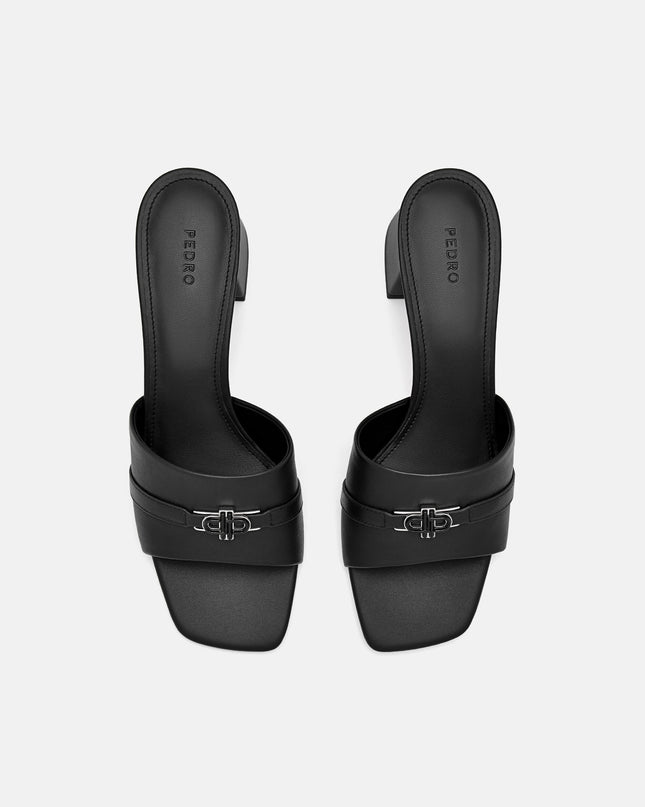 PEDRO Icon Leather Heel Sandals - Black