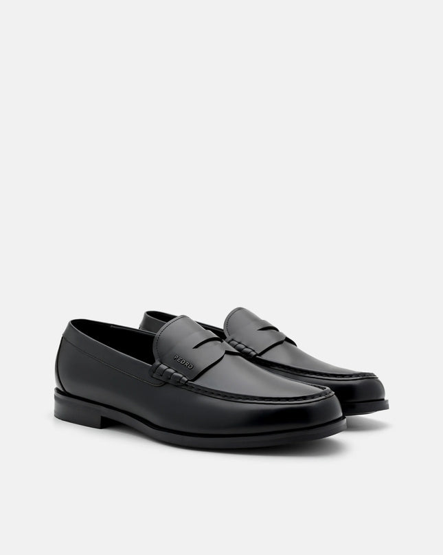 Keith Leather Penny Loafers - Black