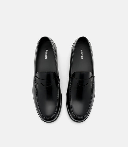 Keith Leather Penny Loafers - Black