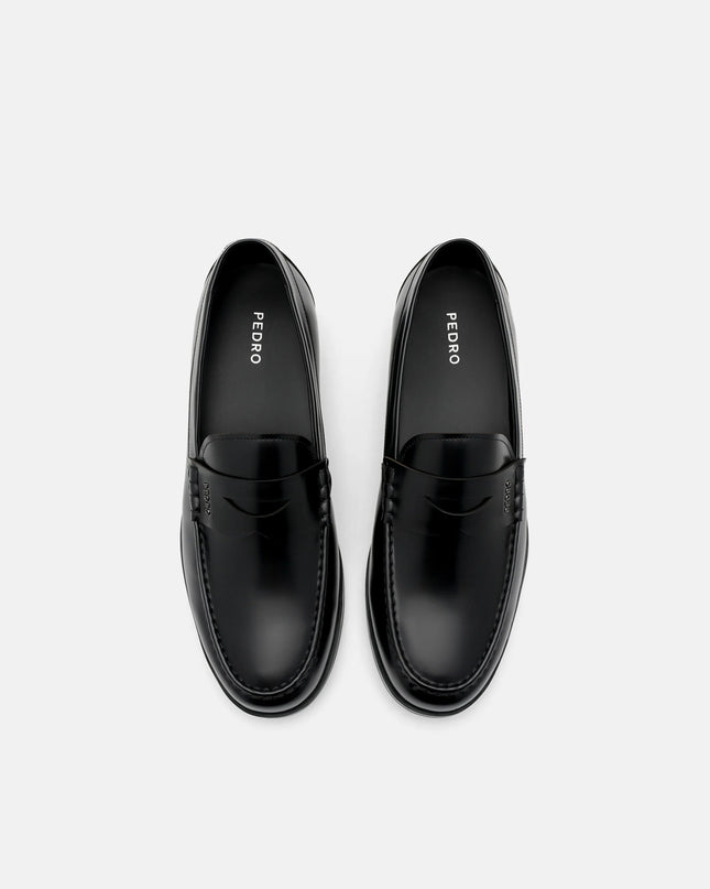 Keith Leather Penny Loafers - Black