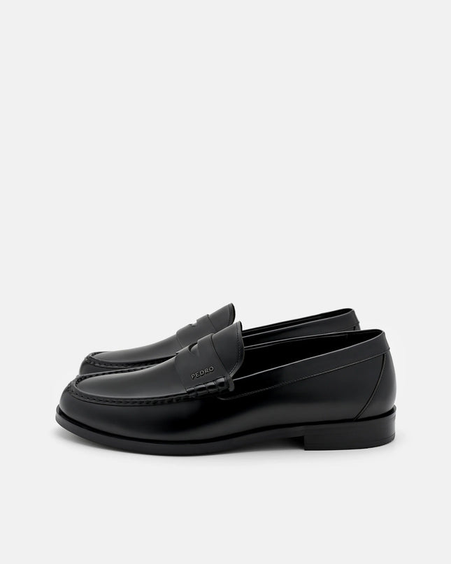 Keith Leather Penny Loafers - Black
