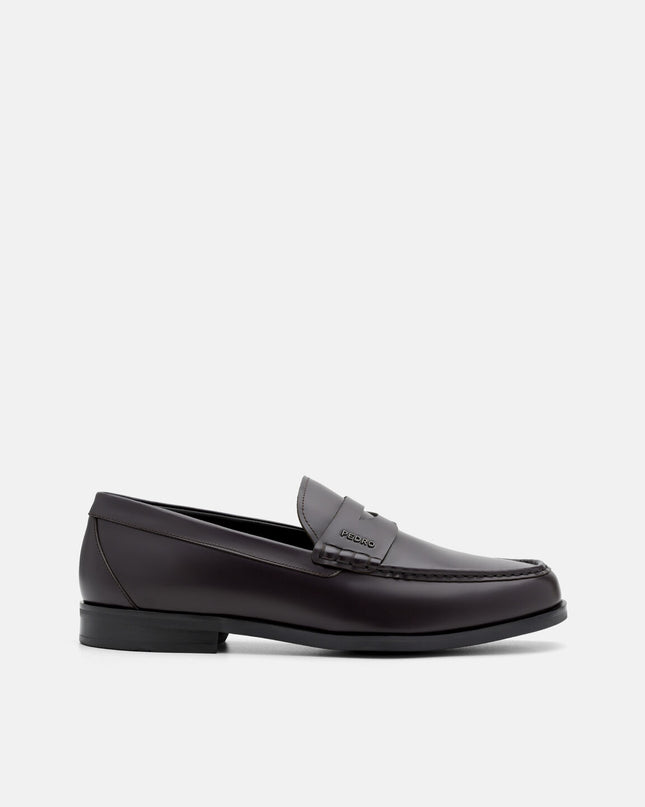 Keith Leather Penny Loafers - Mahogany