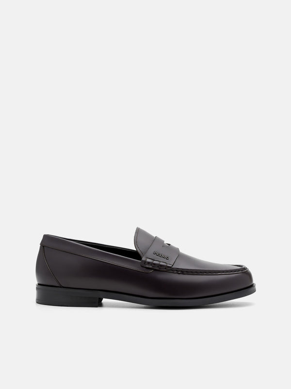 Keith Leather Penny Loafers - Mahogany