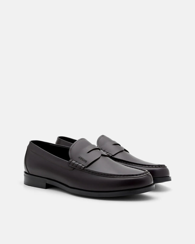 Keith Leather Penny Loafers - Mahogany
