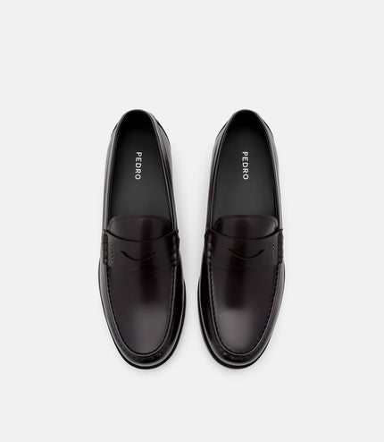 Keith Leather Penny Loafers - Mahogany