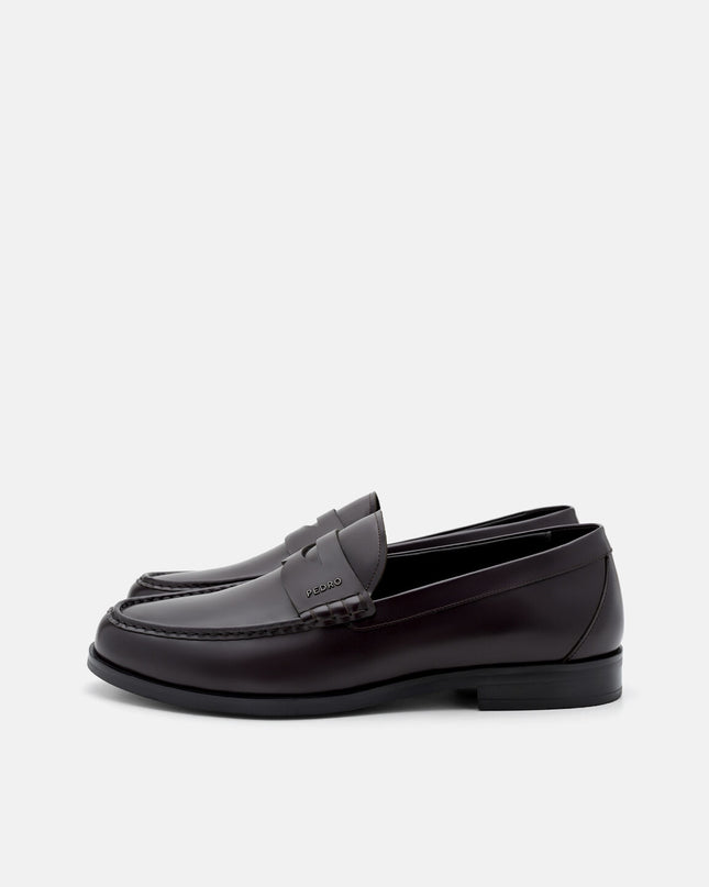 Keith Leather Penny Loafers - Mahogany