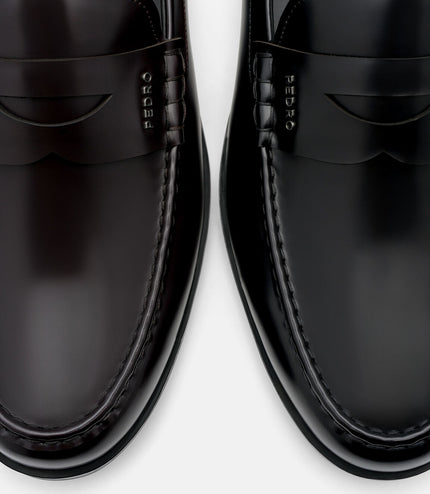Keith Leather Penny Loafers - Mahogany