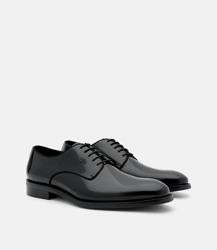 Boxed Leather Derby Shoes - Black