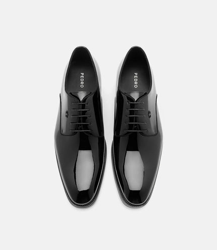 Boxed Leather Derby Shoes - Black