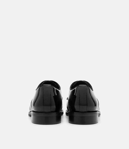 Boxed Leather Derby Shoes - Black