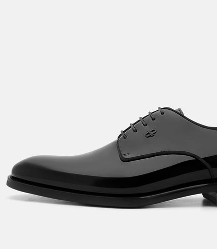 Boxed Leather Derby Shoes - Black