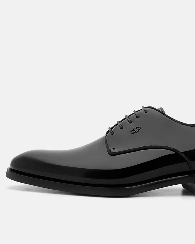 Boxed Leather Derby Shoes - Black