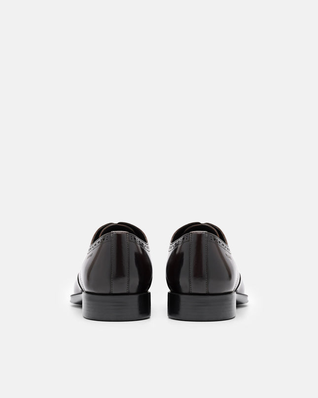 Leather Wingtip Derby Shoes - Dark Brown