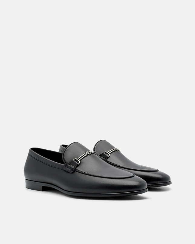 Alistair Leather Horsebit Loafers - Black