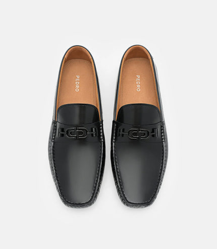Leather Horsebit Driving Shoes - Black