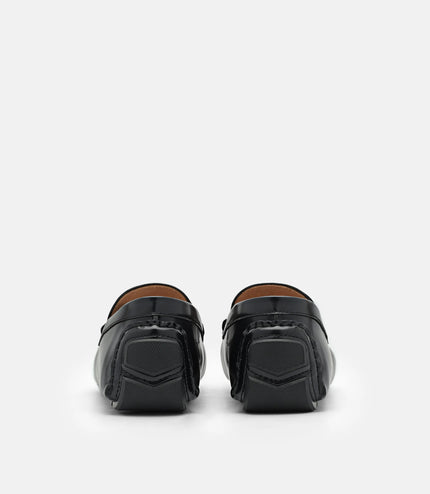 Leather Horsebit Driving Shoes - Black