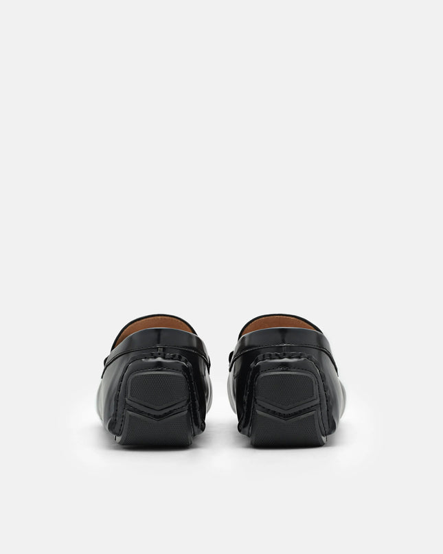 Leather Horsebit Driving Shoes - Black