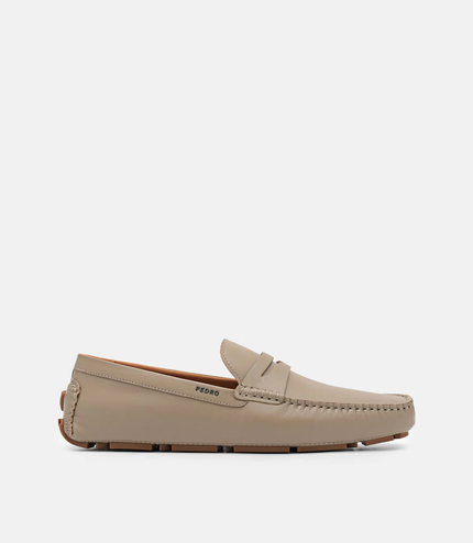 Leather Penny Driving Shoes - Taupe