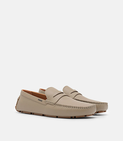 Leather Penny Driving Shoes - Taupe