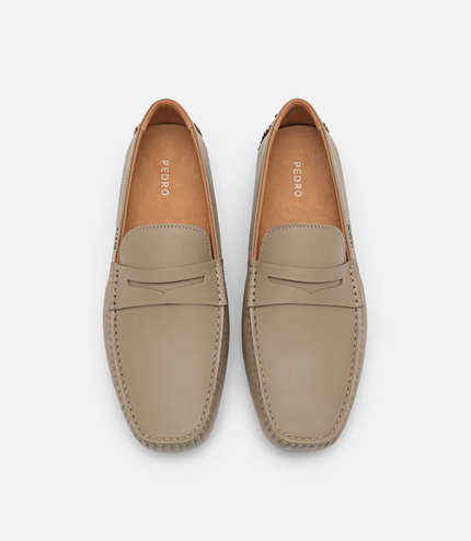 Leather Penny Driving Shoes - Taupe